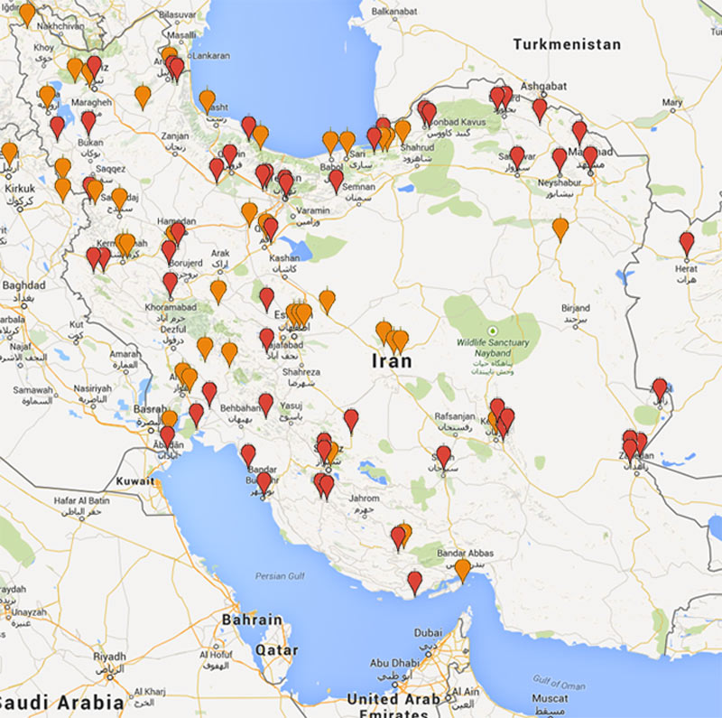 مشتریان دما بخار مشهد روی نقشه